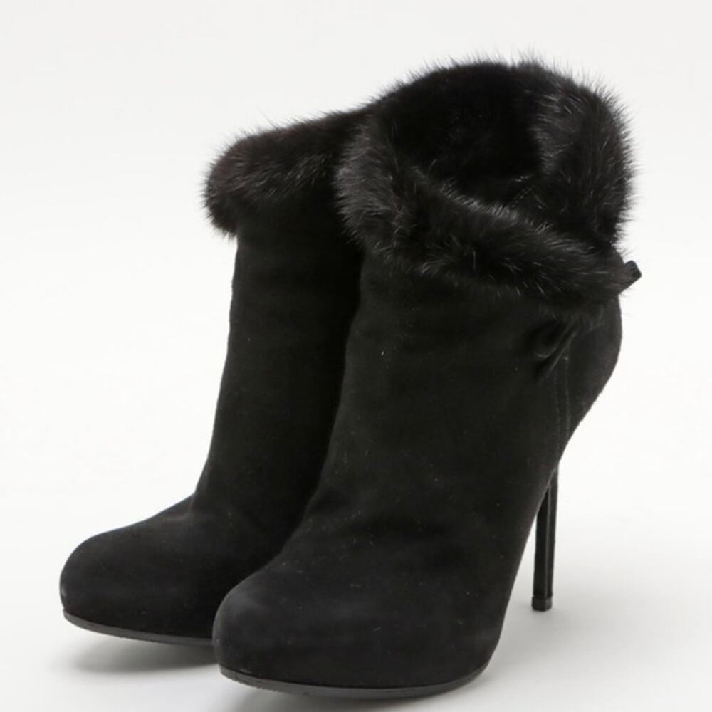 Christian Dior Black Suede Booties Heeled Ankle Boots Women’s size 36 - Picture 2 of 10